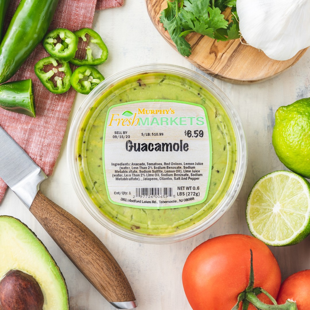 Murphy's Housemade Guacamole is filled with juicy ripe tomatoes, finely diced red onion, bright and aromatic cilantro and lime juice.  Perfect for dipping!