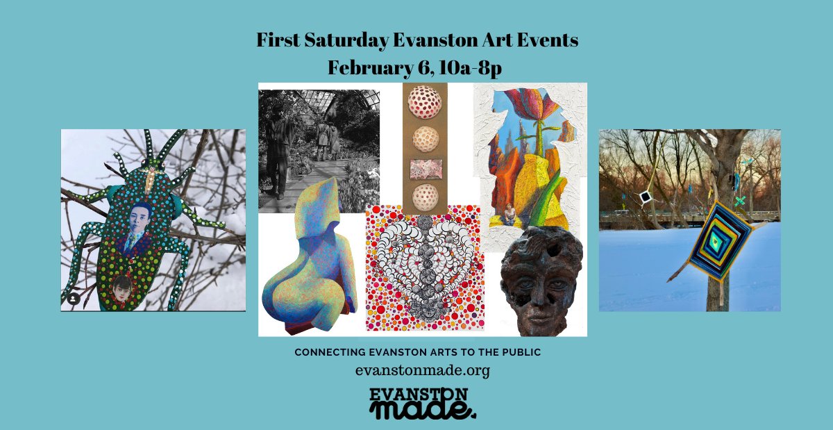 Saturday Feb 6th: Bundle up &amp; head to Downtown Evanston to enjoy Evanston Made works on the First Saturday Art Events! #FREE RSVP /Details: ow.ly/ONcD50Dt9VQ

#EvanstonIL #EvanstonArt @EvanstonMade <a href="/DowntwnEvanston/">Downtown Evanston</a> #FirstSaturday #ArtSaturday