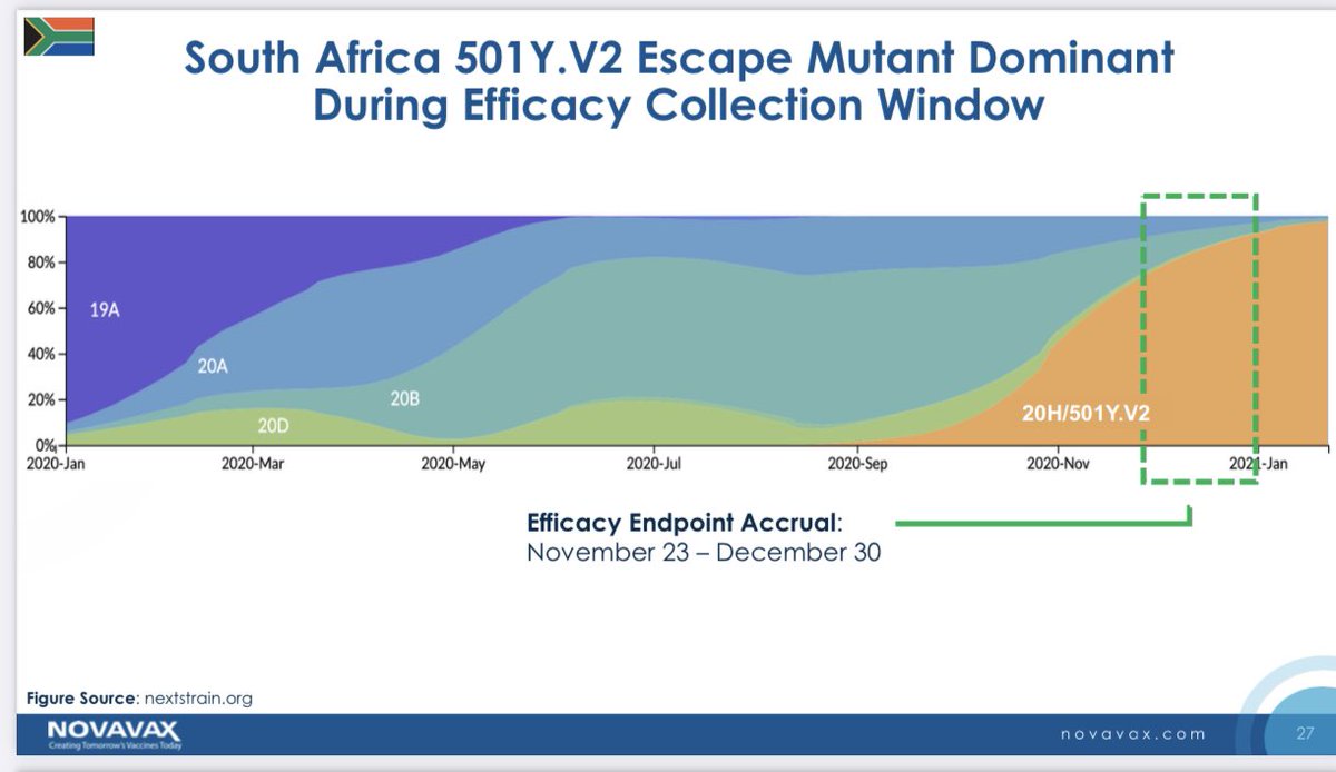 3) The preliminary finding from the  vaccine trial (placebo group), based on a data set with limitations, stirred debate and concern among researchers. Also notice how the  #B1351 variant has become near “dominant” in South Africa? Not a coincidence.