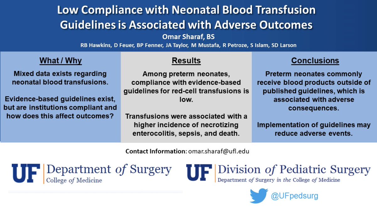 UFpedsurg (@ufpedsurg) on Twitter photo This title says it all! āCompliance with neonatal blood transfusion guidelines is associated with adverse outcomesā. ā¦<a href="/UFMedicine/">UF Medicine</a>ā© Omar Sharaf gave a great #ASC2021 presentation this week! Mentor Dr Shawn Larson. ā¦<a href="/UFSurgery/">UF Surgery</a>ā© ā¦<a href="/UFSurgResidents/">UF Surgery Residents</a>ā© This title says it all! āCompliance with neonatal blood transfusion guidelines is associated with adverse outcomesā. ā¦<a href="/UFMedicine/">UF Medicine</a>ā© Omar Sharaf gave a great #ASC2021 presentation this week! Mentor Dr Shawn Larson. ā¦<a href="/UFSurgery/">UF Surgery</a>ā© ā¦<a href="/UFSurgResidents/">UF Surgery Residents</a>ā©