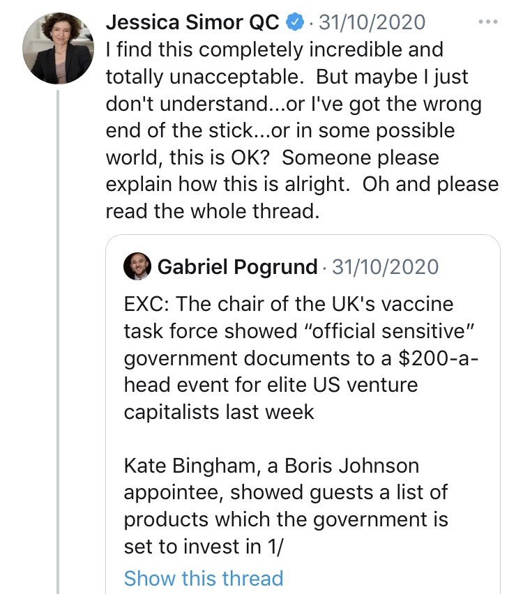 Not deleted. A QC finds this “completely incredible”. She was right. It was incredible, because untrue, as Parliamentary records from 4 and 10 November clearly show. But a smear still live on the Twitter timeline of  @GoodLawProject legal director  @gem_abbott (I’m blocked by both)