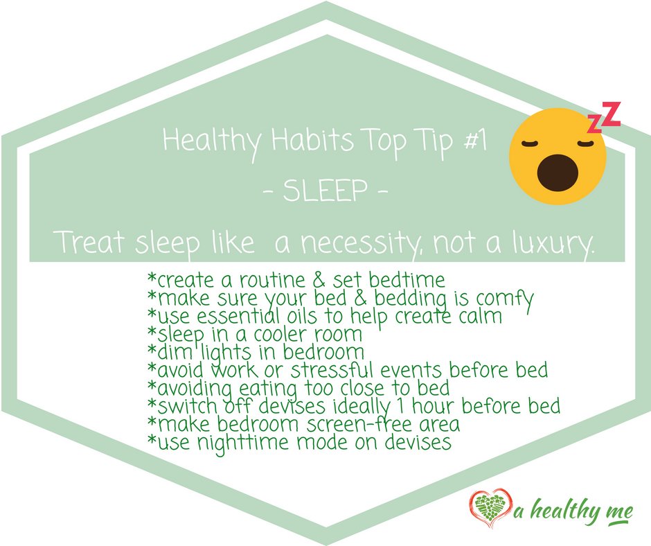 Welcome to my Healthy Habits top tips. Looking to create lifetime healthy habits that help your whole body, mind and body? Stayed tuned for my 10 weeks of top tips. 

#ahealthyme #healthyhabits #sleep #sleephabits #consistency