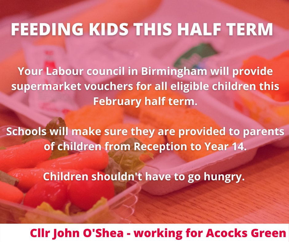 politicalhackuk's tweet photo. This school half term, @BrumLabour will make sure that our children don't go hungry.
Easy to use vouchers will be made available to all parents of eligible children. https://t.co/chs0mwda1v