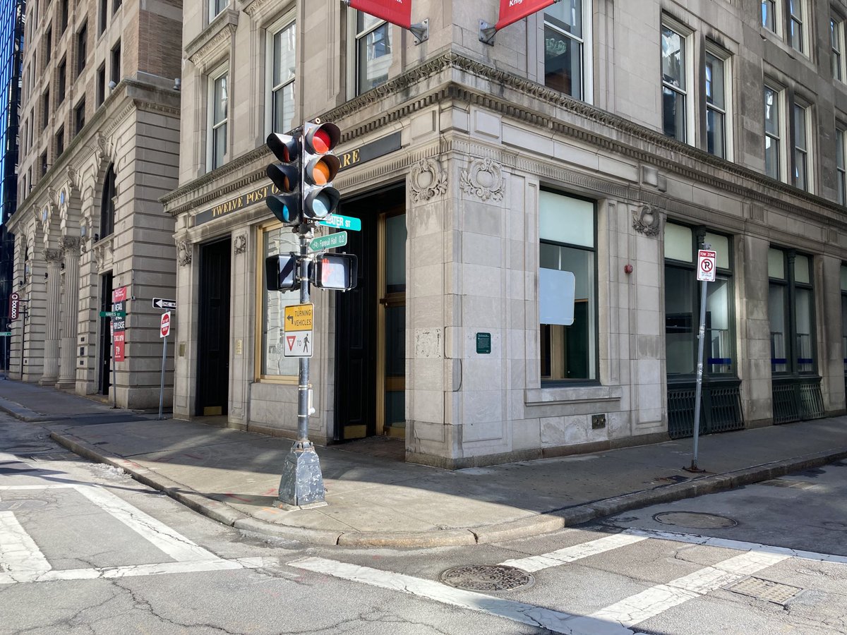BostonHistory's tweet photo. Corner of Congress and Water streets. Boston’s anti-slavery newspaper The Liberator was founded on this site in 1831 by William Lloyd Garrison. #Boston #PostOfficeSquare https://t.co/esoZ0op9DC