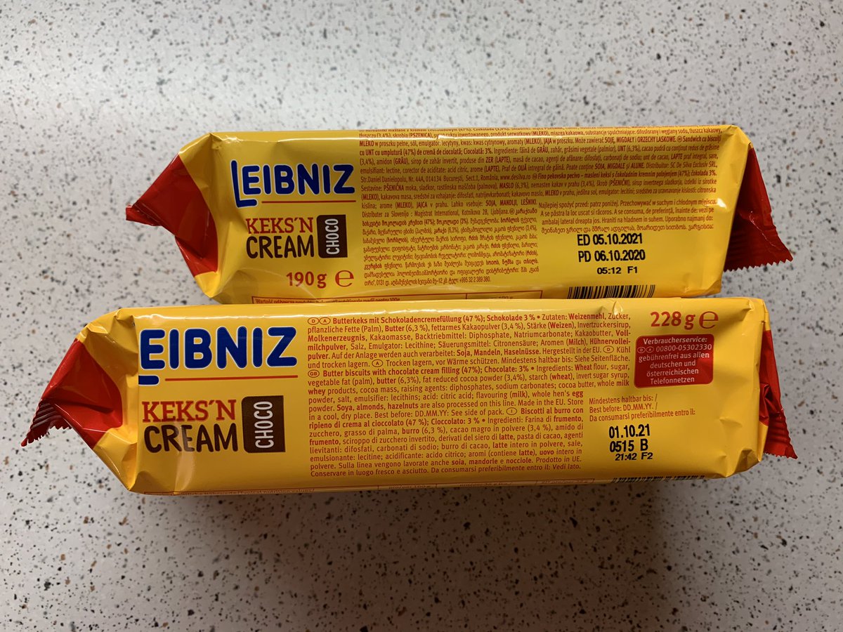DavidVrtin's tweet photo. Bahlsen Leibniz Keks’n Cream Choco:
Mercator 2,59€ / 190g vs. Müller 1,69€ / 228g
Za ‘vzhodni’ (vključno naš) trg je isti piškot 84% dražji kot za ‘zahodni’ trg, vse kupljeno v LJ. Primerjava @zpsslo https://t.co/OTgnl5HSDf