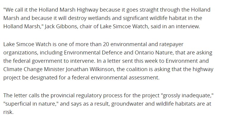 there are real concerns that the ford government's plan is not taking the environmental impact into account. from the previous CBC article...