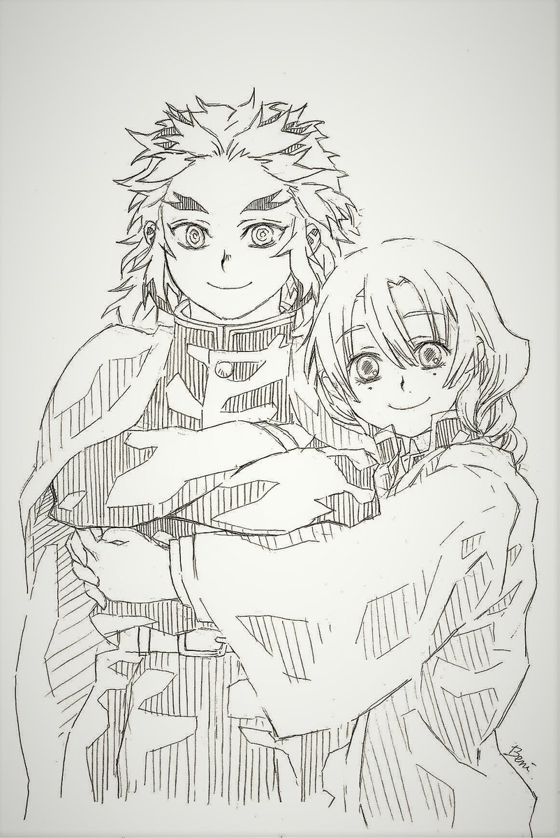 紅ょ V Twitter かっこいいお兄様と可愛い後輩が頭から離れないw 煉獄杏寿郎 甘露寺蜜璃 鬼滅の刃イラスト