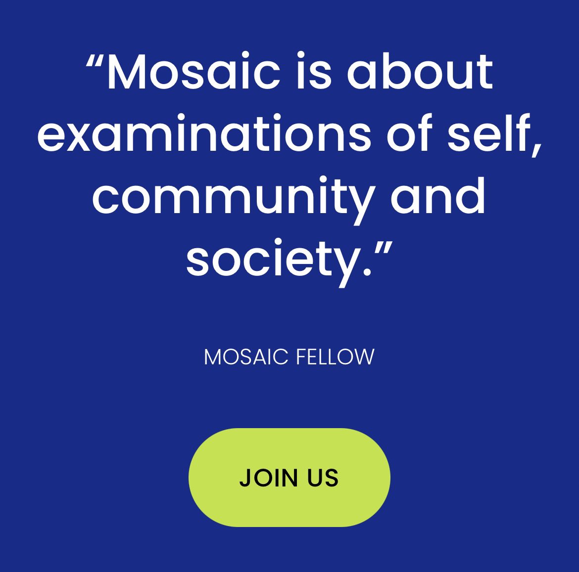 Looking for an intellectually engaging experience with other leaders of color? 

Applications for the 2021 #mosaicfellowship due Wednesday 02/10