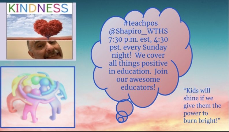 Shapiro_WTHS's tweet photo. Hope you can join our awesome #teachpos crew on Sunday at 7:30 pm est. @lainierowell and @bhodgesEDU are taking over! #CrazyPLN - Awesome chat today by @hayes_melisa https://t.co/1SUKJ4TyDN