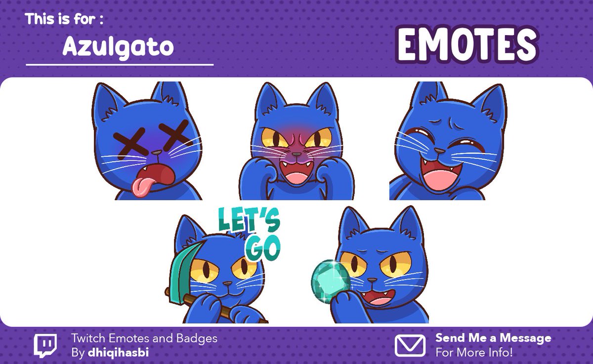Azulgato2's tweet photo. Got my first set of twitch emotes in today. Super excited for tonight's stream.
#minecraft #twitch #emotes https://t.co/v7hOOxOUDJ