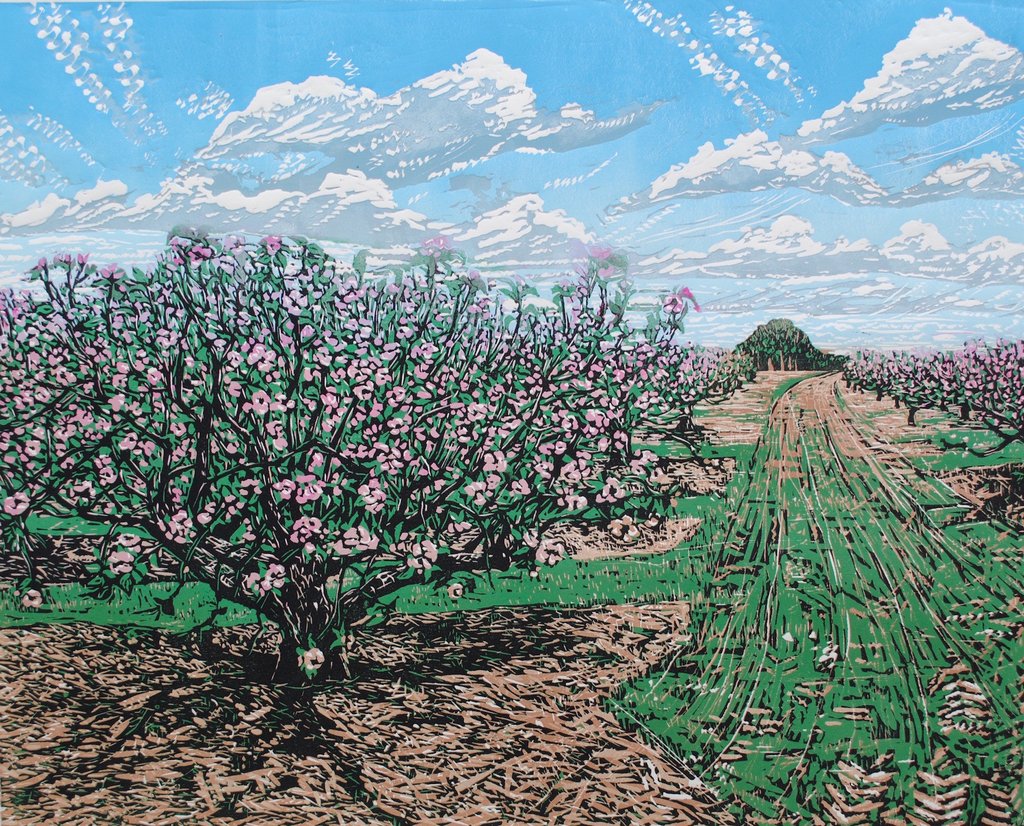 LouiseStebbing's tweet photo. Large linocut 57cm x 70cm Spring won't be long..Blossom in the Apple Orchard | Louise Stebbing Printmaker https://t.co/6NYG0uGRLf #orchard #norfolk #linocut #hope #art #buyart https://t.co/LA0xBm6Avm