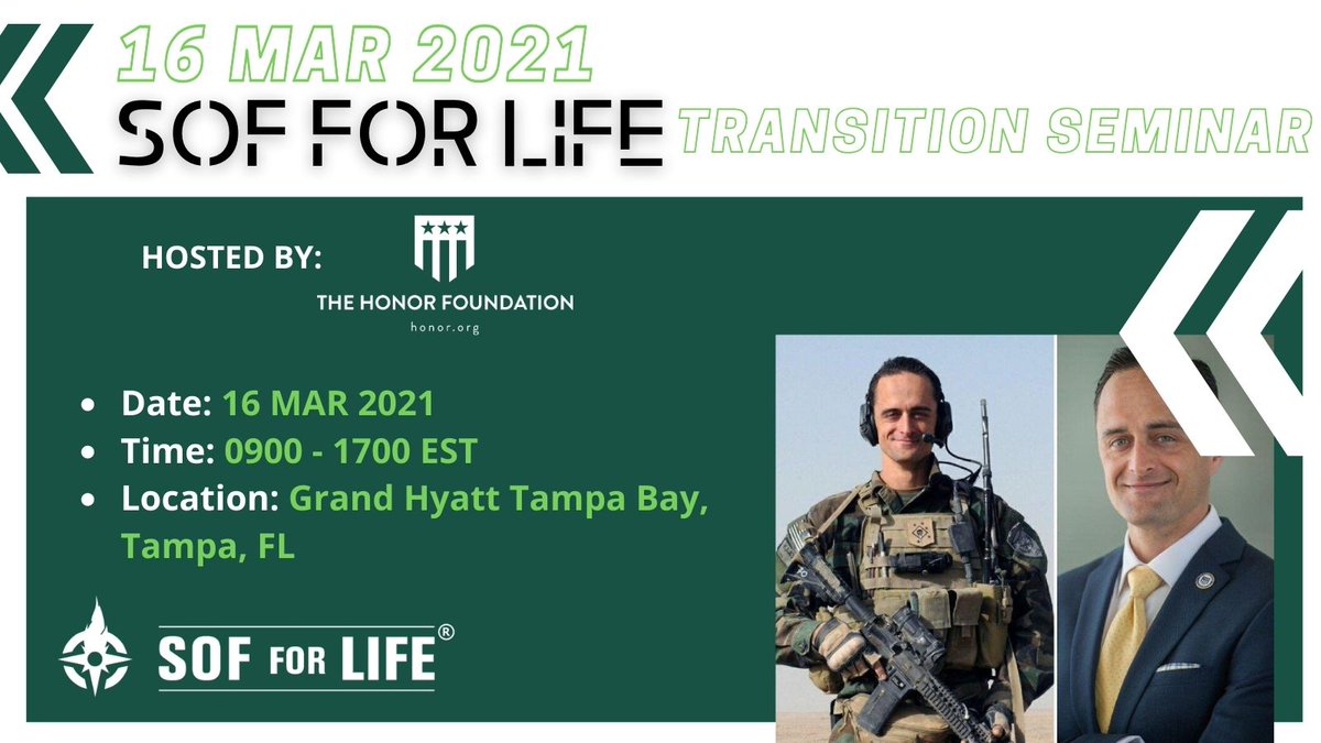 GlobalSOF's tweet photo. "97% of SOF Operators stated they do not have the necessary tools to translate their military experience for the private sector." If you're +/- 2 years from Separation, don't miss this Seminar in #Tampa. #SOFforLife #gsofUS
https://t.co/zKjebC5y66 https://t.co/VJHPEFcAY3