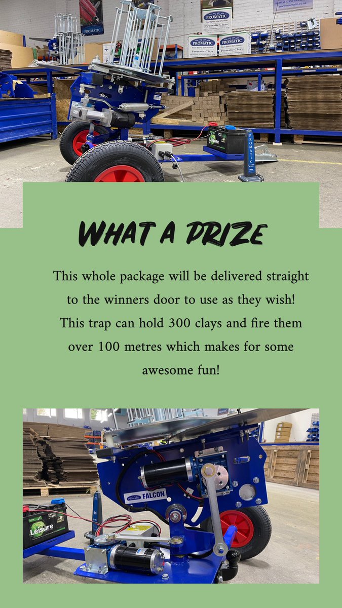 Our <a href="/promaticltd/">Promatic Traps</a> trap competition accompanied by 3,300 clays &amp; 2,500 <a href="/GameboreUK/">Gamebore Cartridges</a> cartridges is live right now on the website. All of this will be delivered straight to the winners front door! #tweedl #promatic #wingameborewithtweedl #claypigeon