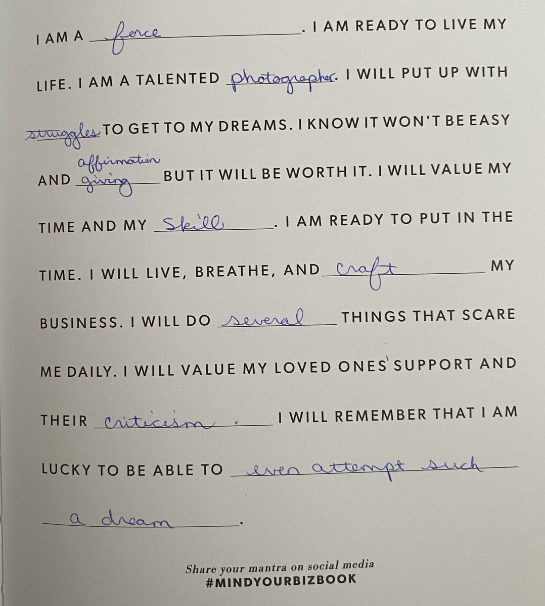 Starting this crazy photography business journey. Using a great book to help lead me to where I want to go. Here’s to chasing dreams and more adventures!#MindYourBusinessWorkbook <a href="/ilanagriffo/">Ilana Griffo</a> #MindYourBizBook