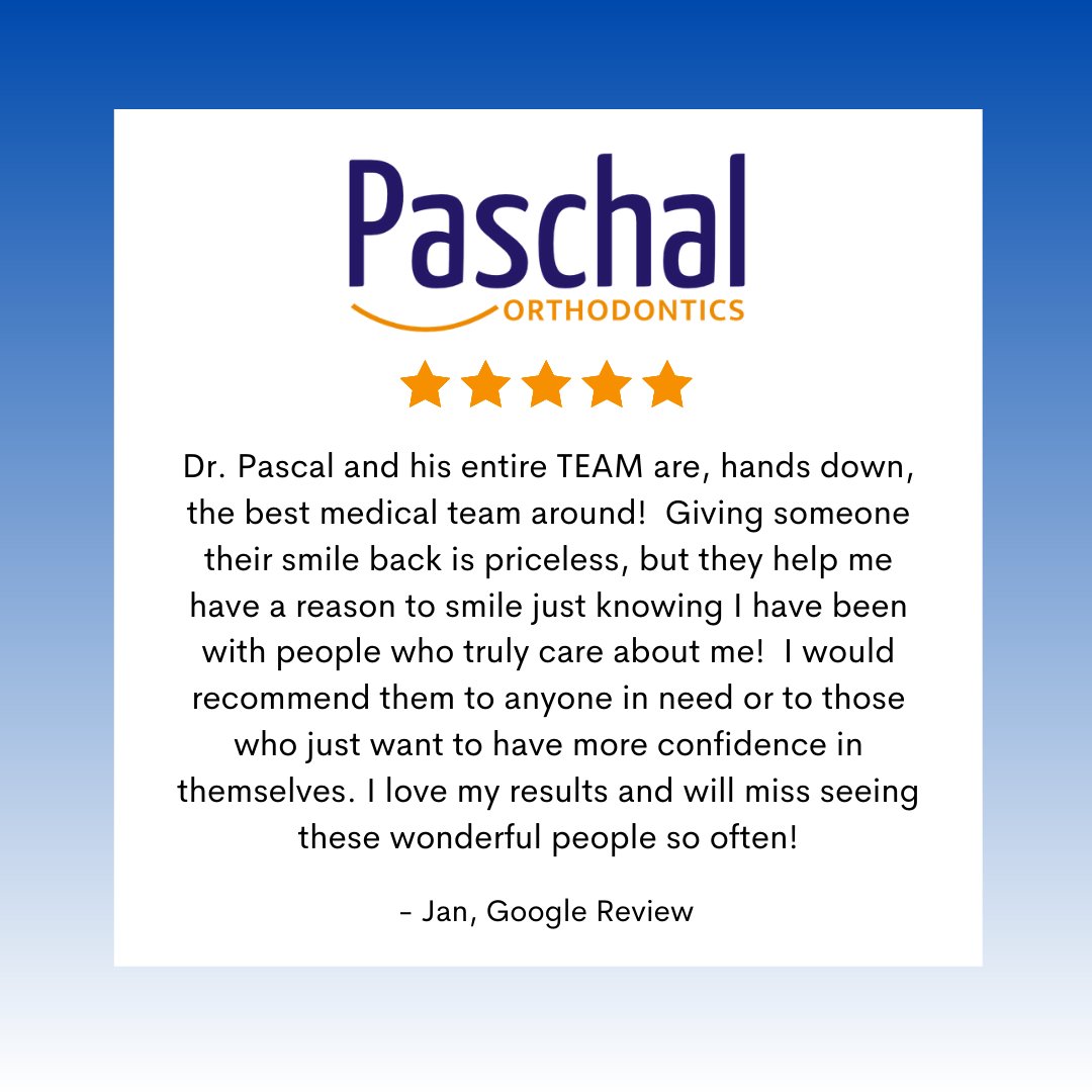 We are incredibly grateful for the very #kind words, Jan 🙏 We truly hope that everyone who comes through our office has a reason to #smile 😊 And, we are going to miss you, too 😔 So we look forward to a visit sometime! #paschalexperience #livelovesmile #paschalortho #braces