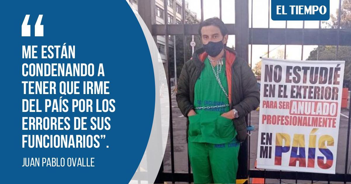 ELTIEMPO's tweet photo. 🚨 “No aguanto más desidia, menosprecio, atropello y maltrato de ustedes”. Así fueron los 22 días de huelga de hambre de un médico para que el Ministerio de Educación le convalidara un título 👉 https://t.co/zAJxgeKGz8 https://t.co/gWtMp5Bwz0