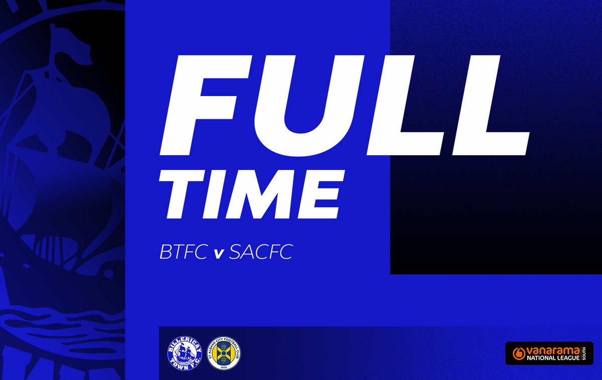 FULL TIME
Billericay Town 2-2 St Albans City

One word. Proud 💙.

A massive thank you to everyone who tuned into our social media and streaming coverage this afternoon 👊🔵