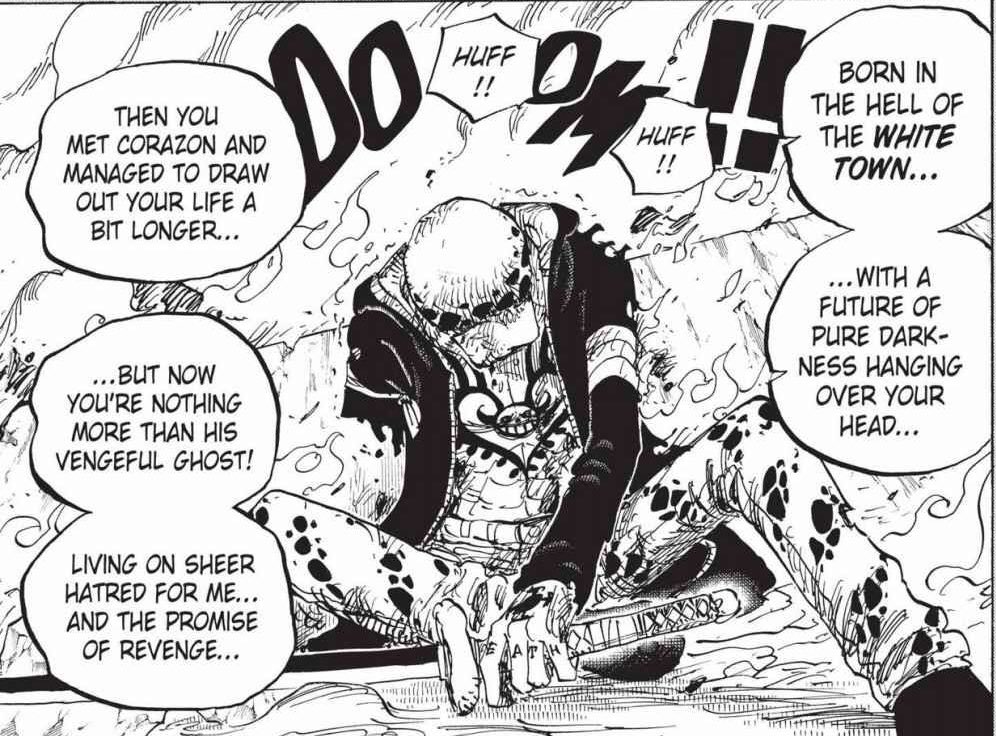 C’est pour cette raison que bcp ont été déçus de le voir en si mauvaise position durant tous l’arc Dressrosa.Mais mtn voyons pourquoi le contexte des combats ne permettait pas à Law d’avoir les moments d’actions aussi épiques qu’à Punk Hazard.