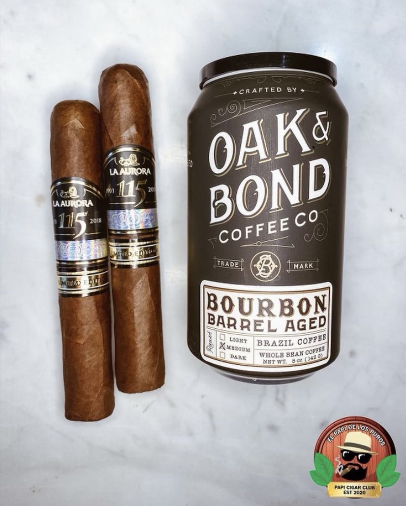 LaAuroraCigarUS's tweet photo. La Aurora 115 Anniversary Limited Edition's sweet touches of cinnamon, vanilla, cookies, and citrus notes pair beautifully with a locally crafted coffee. 😋 

📸: @papicigarclub ft. @oakandbondcoffee https://t.co/XswnnHtrjd