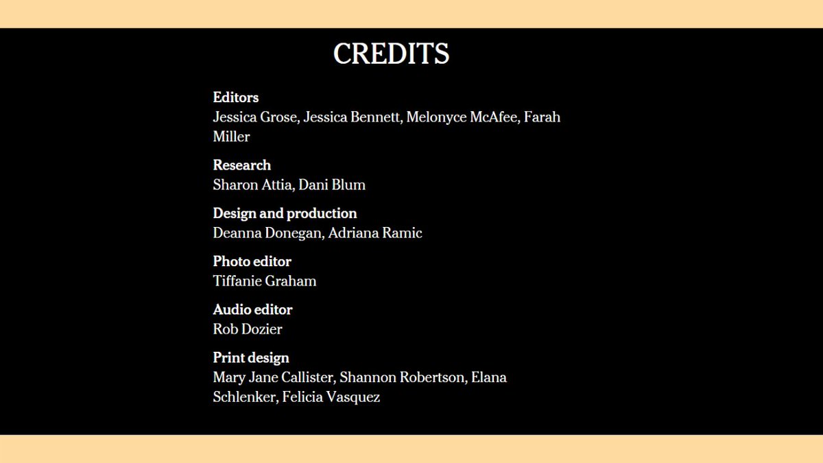 9/x This is a great print and multi-media package. We'll look at both on  @Sree's Sunday  #NYTReadalong.In addition to  @jessicabennett,  @danilyst and  @aaramic, the rest of the team behind this project is tagged in the pictures.  https://twitter.com/JessGrose/status/1357672209540644865