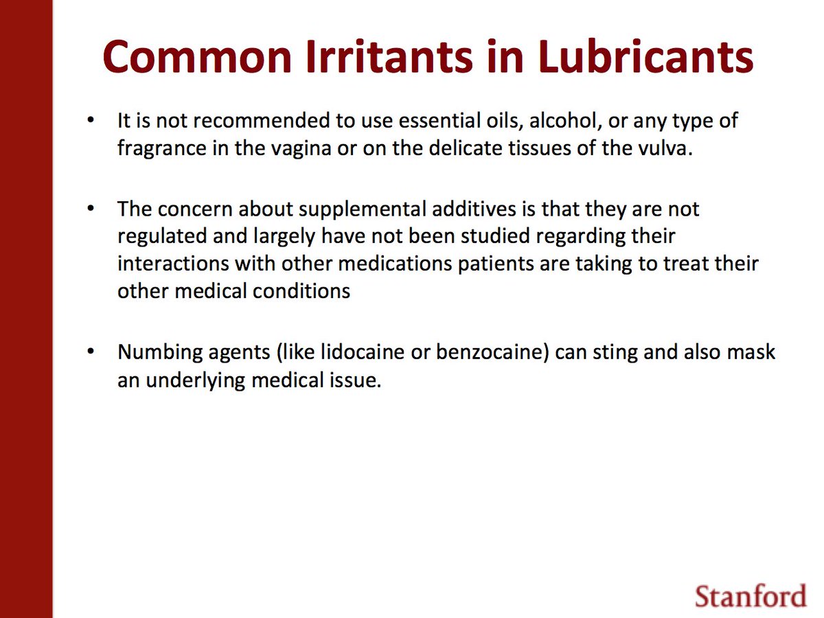 6/ Again, pH of the vagina can range from 3.5 – 7 depending on cycle, infection, pre/post menopausal, etc. - Post-menopausal women tend to have a higher pH- Anal lubricants need a higher pH *There is also a difference b/w lubricants and moisturizers!* @DrJenGunter  @doctorjenn