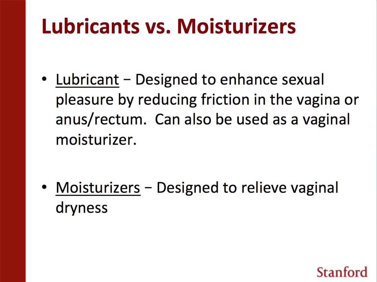 6/ Again, pH of the vagina can range from 3.5 – 7 depending on cycle, infection, pre/post menopausal, etc. - Post-menopausal women tend to have a higher pH- Anal lubricants need a higher pH *There is also a difference b/w lubricants and moisturizers!* @DrJenGunter  @doctorjenn