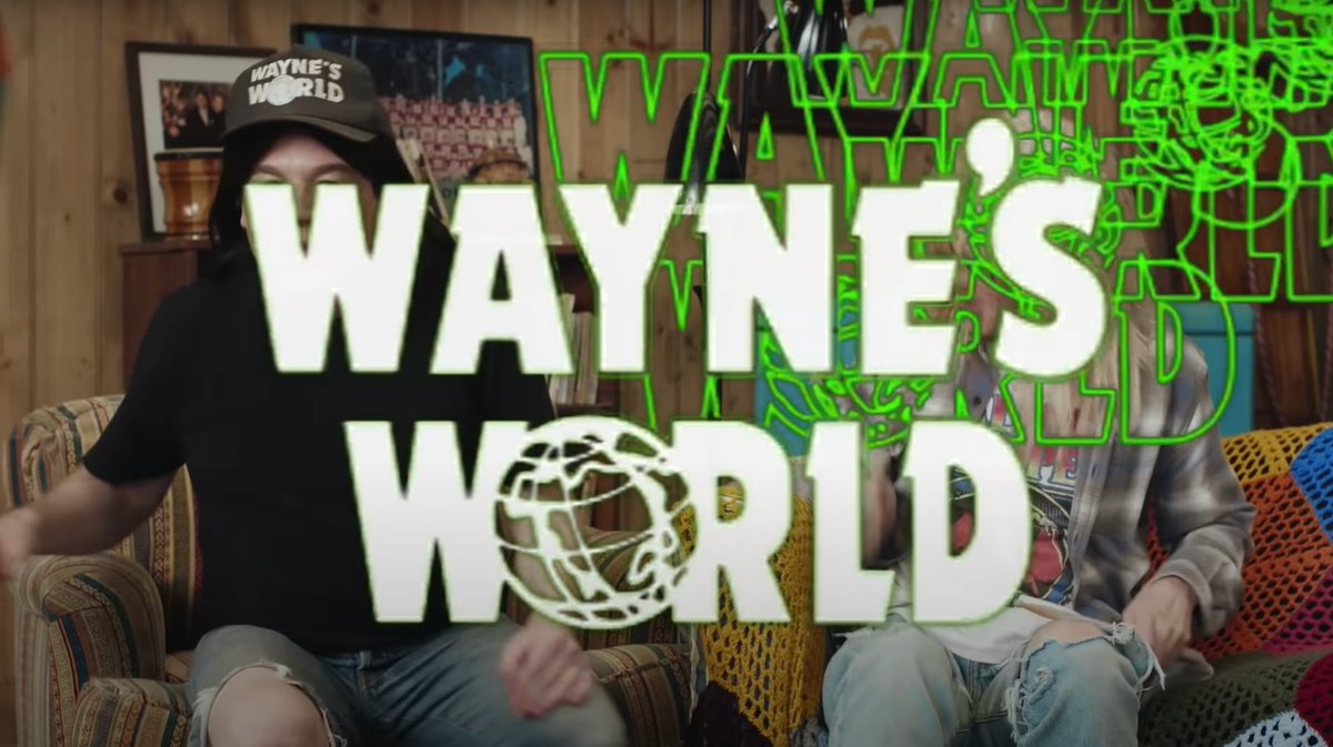 The ‘Wayne’s World’ logo, which features in a Super Bowl ad depicting Wayne and Garth bowing down to corporate sponsor Uber Eats and highlighting how the app supports local restaurants by taking 30% of each delivery order, uses Dynamo Bold Condensed, with a custom apostrophe.