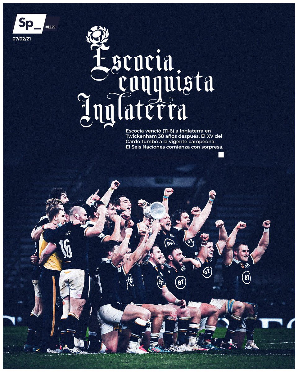 SpheraSports's tweet photo. Escocia venció (11-6) a Inglaterra en Twickenham 38 años después. El XV del Cardo tumbó a la vigente campeona. El Seis Naciones comienza con sorpresa. #PortadaSp_ https://t.co/3ecw1vBtSd