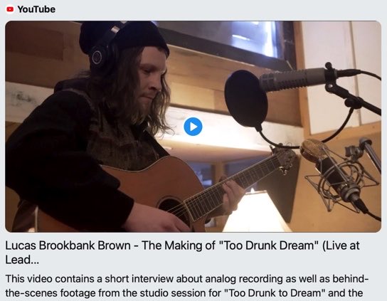 BasalticRecords's tweet photo. A little behind-the-scenes video and interview on the making of @LucasBrownSound ’s new single, “Too Drunk to Dream”!

https://t.co/jZ9EHSIcdx

#leadpencilstudios #Spokane #SpokeFolk https://t.co/AAMHxOTNW9