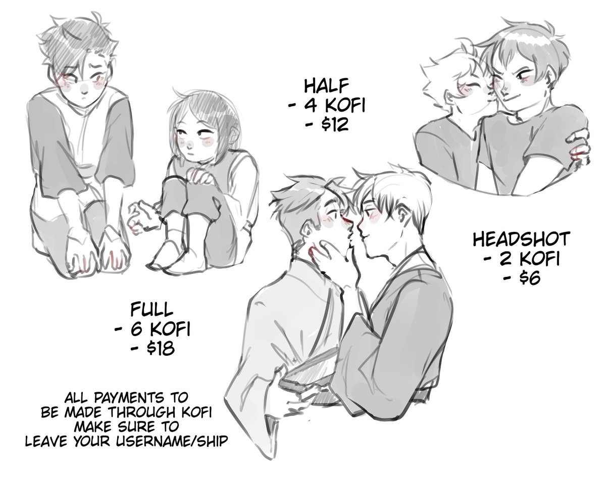 These will be open the rest of February, and after that they'll close so I can catch up on any i'm still working on. Hopefully I'll be able to finish a large batch because they're just sketches, but if the numbers get too high I'll close these early!