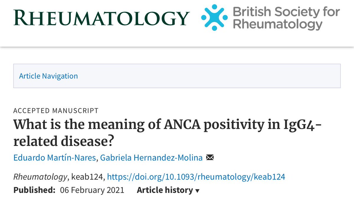 drlalonares's tweet photo. Our latest article is out @RheumJnl 

🔹#ANCA are found in a significant number of patients with #IgG4RD in our cohort

🔹#ANCA in #IgG4RD may be a consequence of increase B-cell responses and non-pathogenic autoantibody production https://t.co/BytU9xVWet