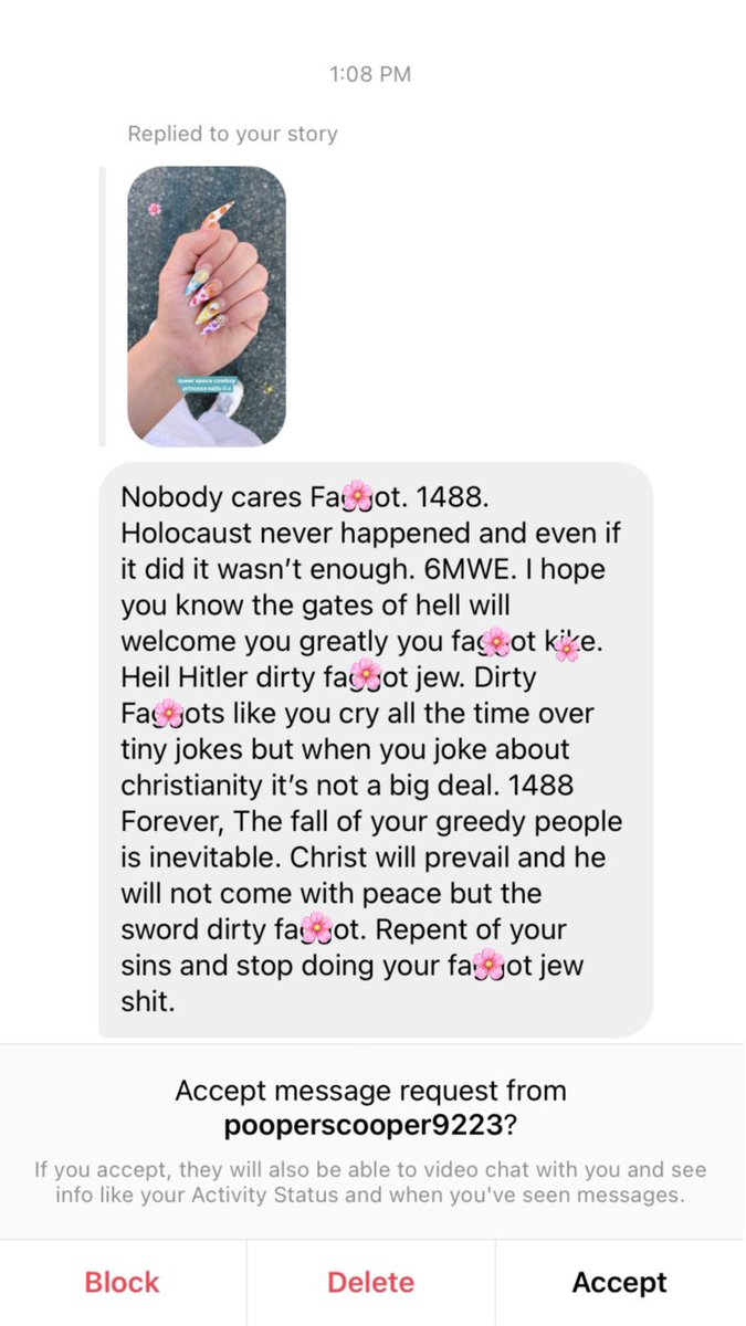 i don’t like to complain about things that come w/ having a following online bc i know that it’s an immense privilege. however, i need y’all to understand how often i receive messages like this and the fact that real human beings — people we all know — are sending them. (1/4)