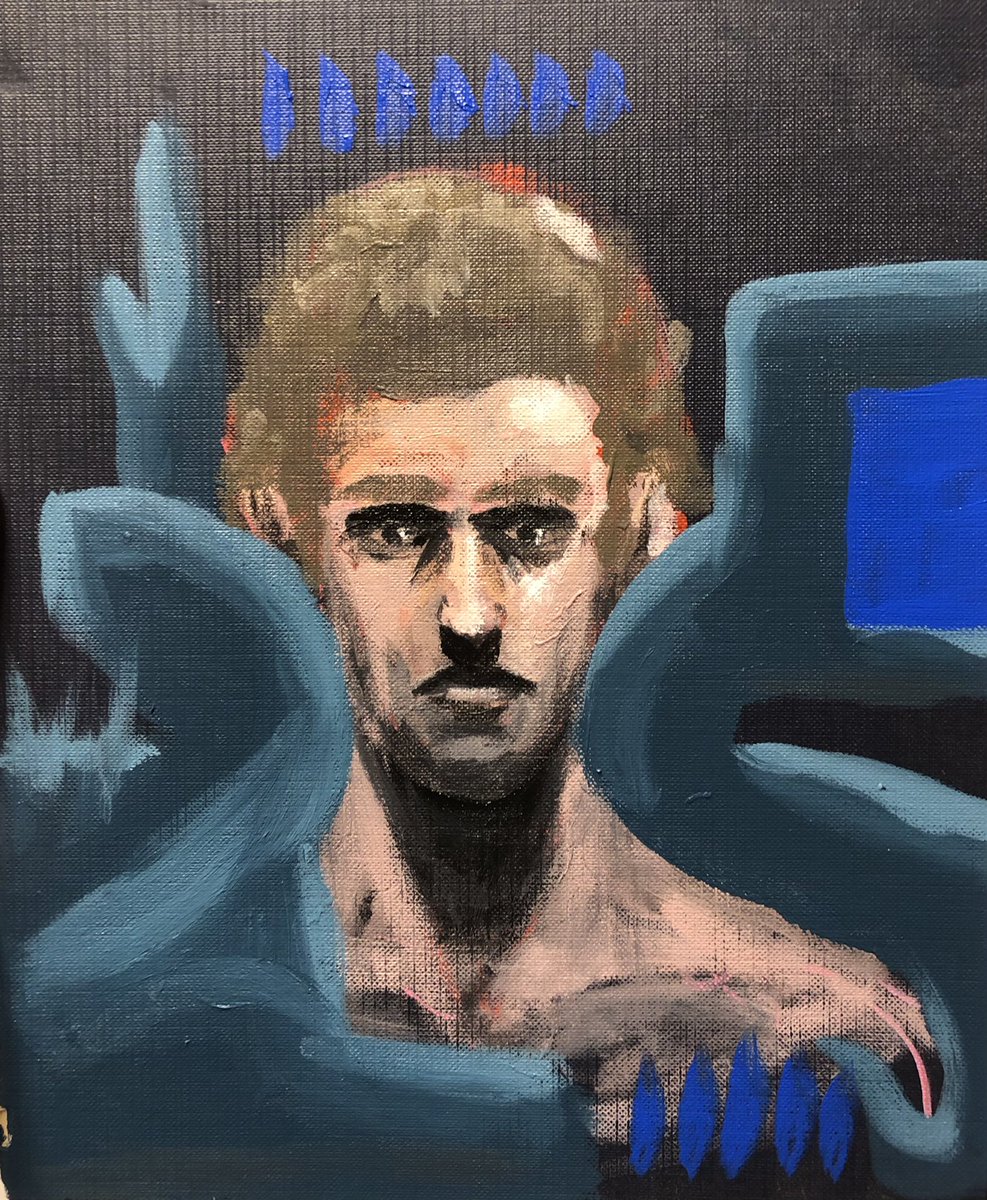 KnoppAnson's tweet photo. Portrait study. 
Acrylic on “ A pictorial history of boxing” 
.
.
.
.
#acrylicpainting #painting #contemporaryart #contemporaryfigurative #contemporarypainting #portrait #portraitpainting #drawing #sketch #aketchbook #book #medium #foundobjectart #wip #anotomy #colortheory https://t.co/L9nTLskTAf