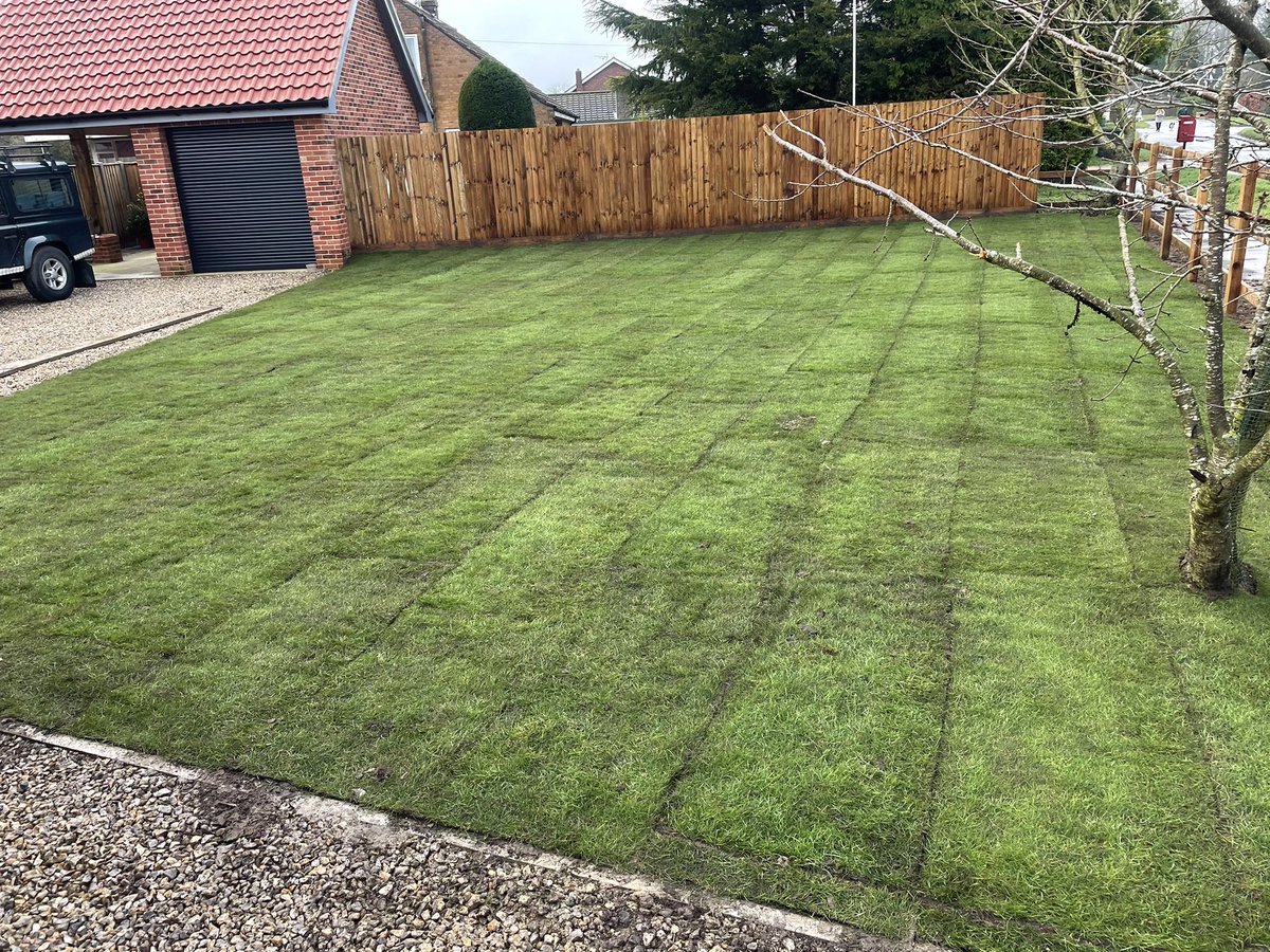Turfing in wet wintertime is never easy... quality Harrowden Turf and a determined team made for a great job done!