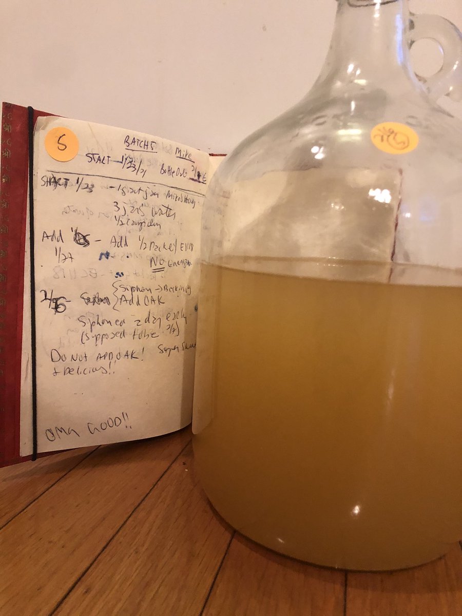 cynthiawcaple's tweet photo. #Mead trials batch 5.  This is seriously the best yet.  Sweet and smooth.  Thank you #mikeA and your delicious honey!! https://t.co/JVKY7MMbKE