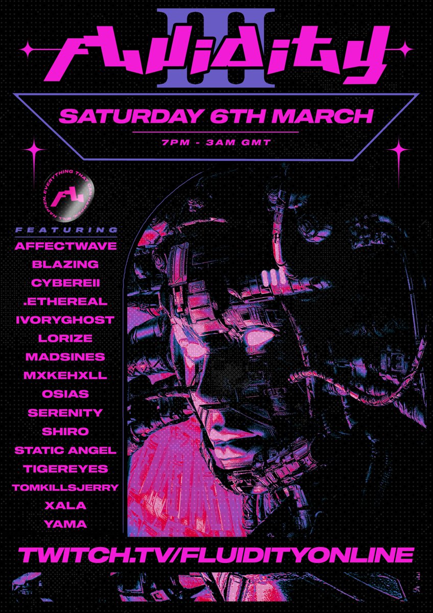 fluiditymusic's tweet photo. Announcing our biggest lineup yet...

FLUIDITY 3 | Saturday 6th March

@blazingbeats
@cyberreii 
@etherealthegoat 
@_ivoryghost_ 
@lorizemusic 
@madsines 
@mxke_hxll_ 
@prodserenity16 
@prodshiro 
@STATIC__ANGEL 
@Tomkillsjerry 
@xalamusic 
@yamadubs 
+more https://t.co/sNzJ24Zen8