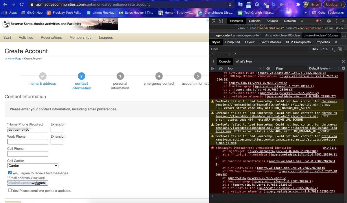 k0doval's tweet photo. @santamonicacity @santamonicaswim is it possible to bypass this error or to fix the create account portal to make reservations for the Santa Monica Swim Center? https://t.co/ie9qS7GqEg
