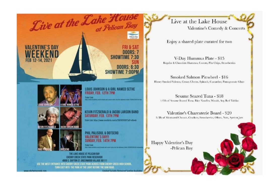TerriBartonGreg's tweet photo. Comedy And Concerts @ The Lake House Pelican Bay 
LOUIS JOHNSON &amp; A GIRL NAMED SETHE Fri.2-12 7pm
https://t.co/TTBIN5DHD0 
KEVIN FITZGERALD &amp; JACOB LARSON BAND Sat. 2-13 7pm
https://t.co/pRh751vHxT 
PHIL PALISOUL &amp; DOTSERO 
VALENTINES DAY!! Sun. 2- 14 7pm
https://t.co/TduunnApU0 https://t.co/e5t1GiZTgS