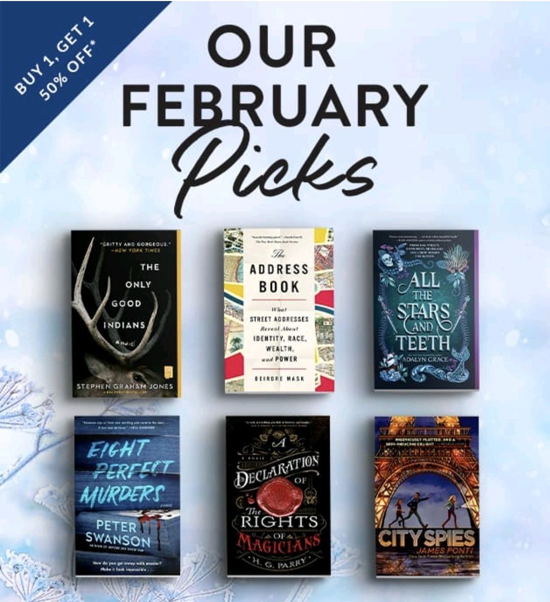 As always, our monthly picks are part of our Buy 1 Get 1 50% off!