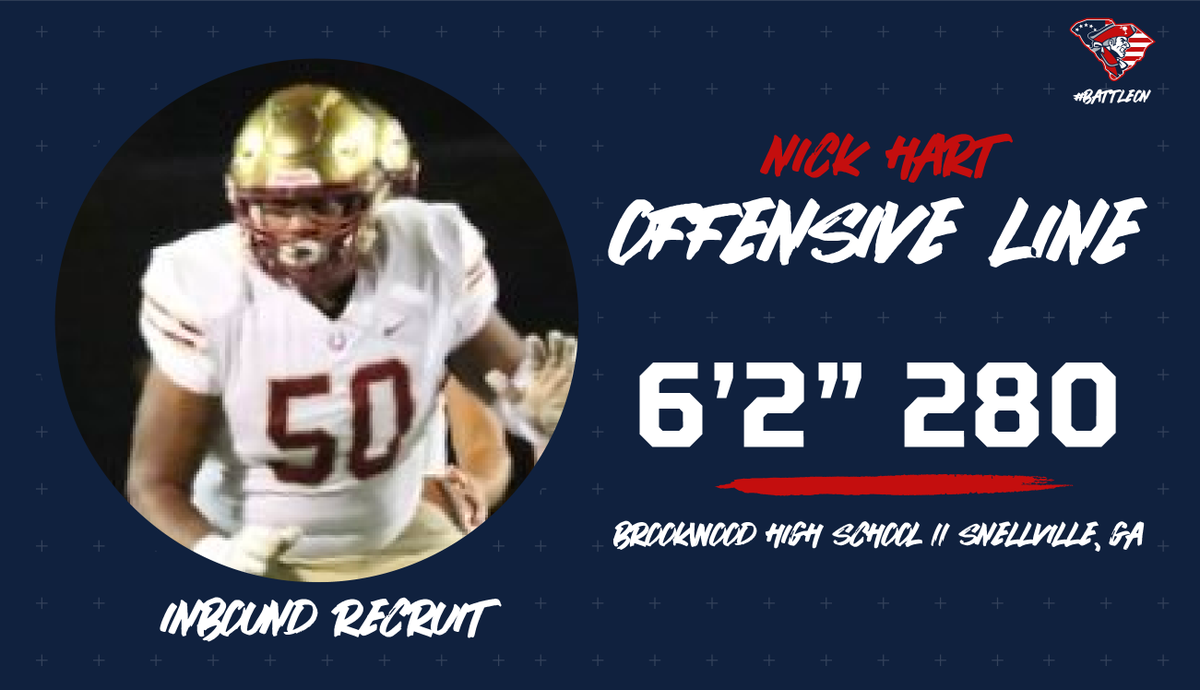 🚨INBOUND SIGNEE🚨

OL (6'2 280) Nick Hart from Brookwood High School in Snellville, GA has signed to the Minutemen.

@nckhrt413
  
#BattleOn