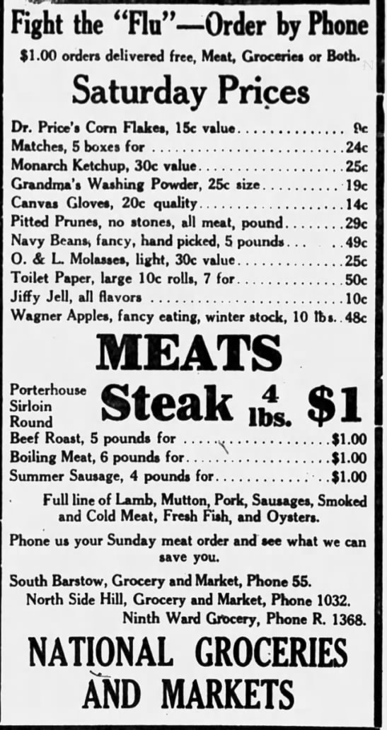 Businesses changed their practices to accommodate their customers safely. (Wausau Daily Herald, 10/11/1918)(Eau Claire Leader, 11/2/1918)(Stevens Point Journal, 12/9/1918)