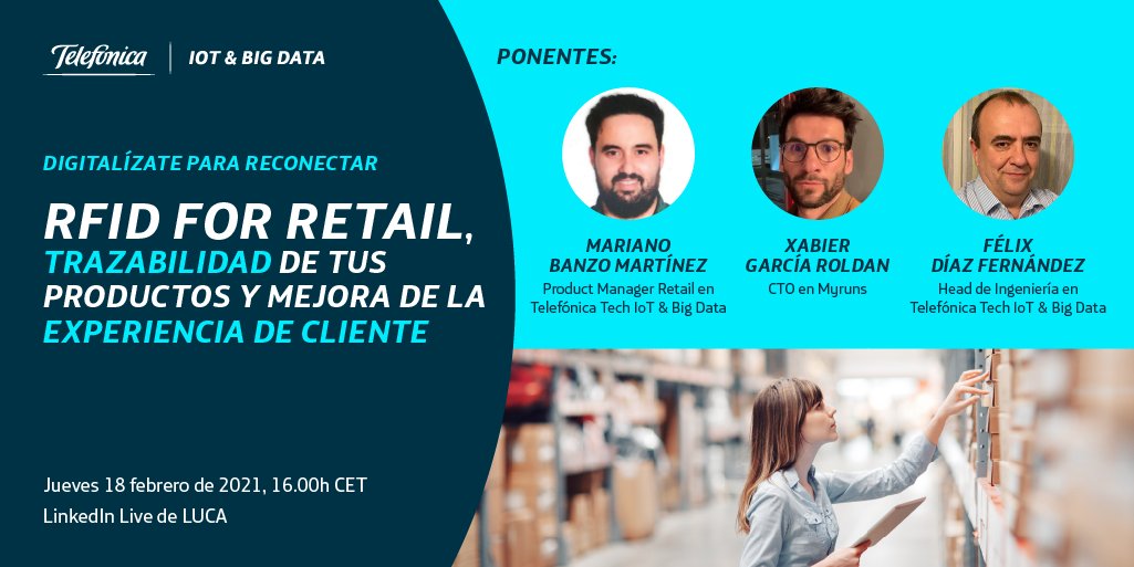 Linmvp's tweet photo. ¿Conoces #RFIDforRetail? 🤔
 
Esta solución de IoT &amp; Big Data te permite realizar la trazabilidad de tus productos y mejorar de la experiencia de compra de tu cliente 🛒👍
 
Hablaremos de ello en el próximo #LinkedInLIVE ➡️https://t.co/WjEXY95B7u
 
#DigitalízateParaReconectar https://t.co/lrQ9ewZceR