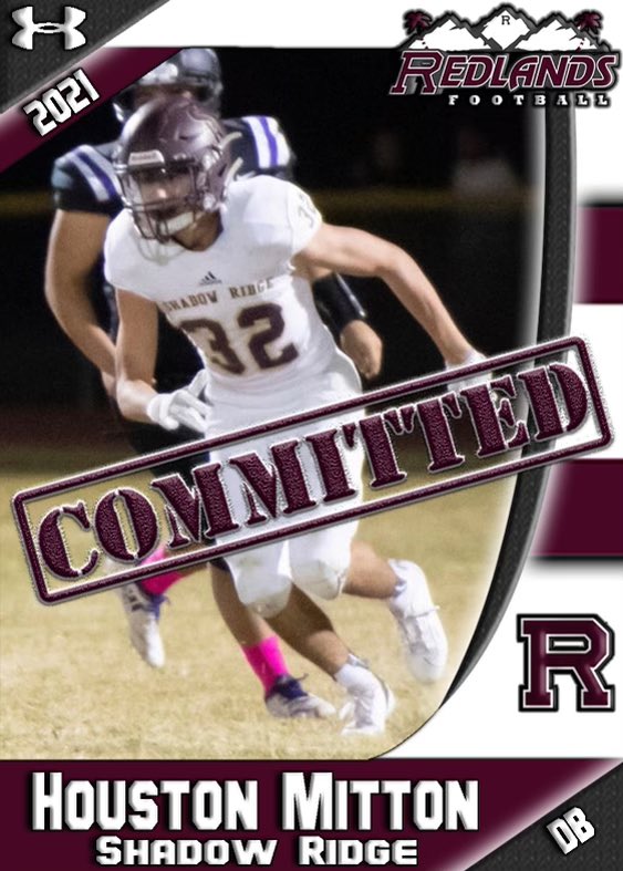 Houston_Mitton's tweet photo. I would like to announce my commitment to Redlands University! Thank you everyone who has helped me along my journey, Go Bulldogs!!!  @CoachMMMoore @UofRedlands @UofR_Football https://t.co/z6sODqUs09
