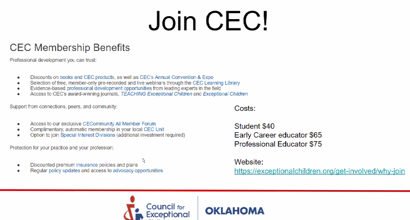OklahomaCEC's tweet photo. Ready to Join CEC? Here's how! @CECOklahoma #TeachingDoingVirtuallyEverything #OKCEC #CECOklahoma https://t.co/z09L13HYLo