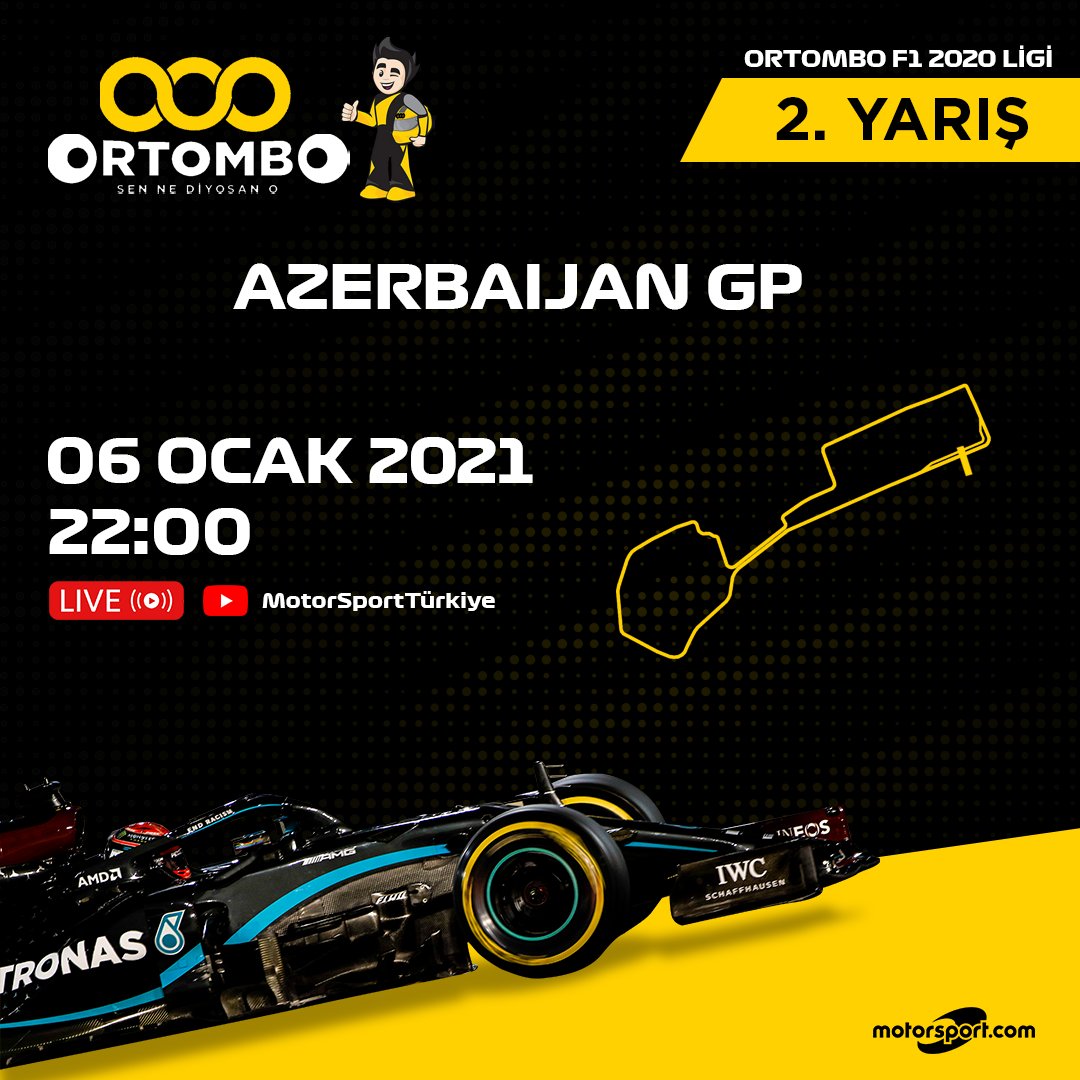 🎙 Emre Baltaoğlu (@emreybaltaoglu) sunumuyla Ortombo Akademi F1 Ligi (<a href="/ortomboespor/">ORTOMBO AKADEMİ/E-SPOR</a>) kaldığı yerden devam ediyor!

Bu akşam 🇦🇿Azerbaycan'dayız! Saat 22.00'da YouTube kanalımızda görüşmek üzere🙌

Yayını bu linkten izleyebilirsiniz: youtu.be/NzkcYhqW7DA

#f1 #f12020 #F1Esports