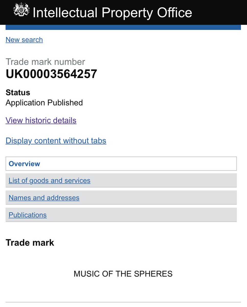 February 2021 - The band reach a breakthrough in their attempts to trademark Music Of The Spheres. The trademark would allow them to use the phrase to sell music, video, clothing, books, stationary, live entertainment services and more  https://bit.ly/2MxZUSN&nbsp;