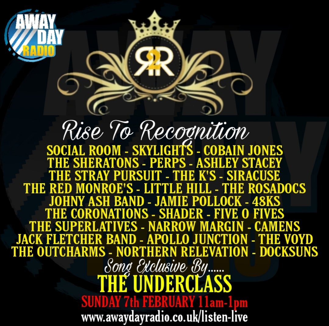 Get on this show Tomorrow from 11am-1pm as it's going to be off the scale so come join us as it's the best of signed and unsigned bands and artists 

awaydayradio.co.uk/listen-live