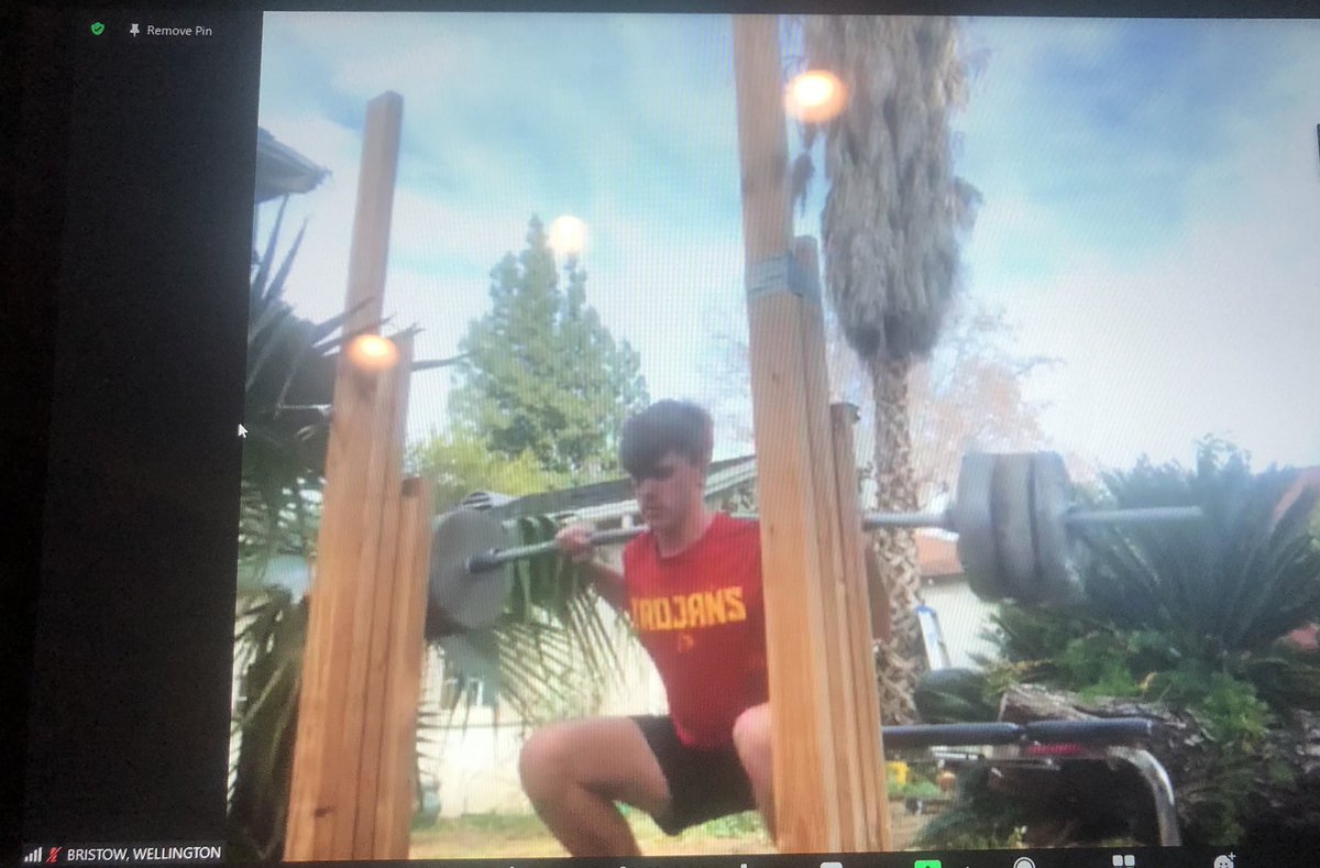 tafthsfootball's tweet photo. Junior Receiver/Tight End and 4.0 student Wellington Bristow on his home made squat rack last week, during our zoom workouts: https://t.co/tecPkQ6nIR