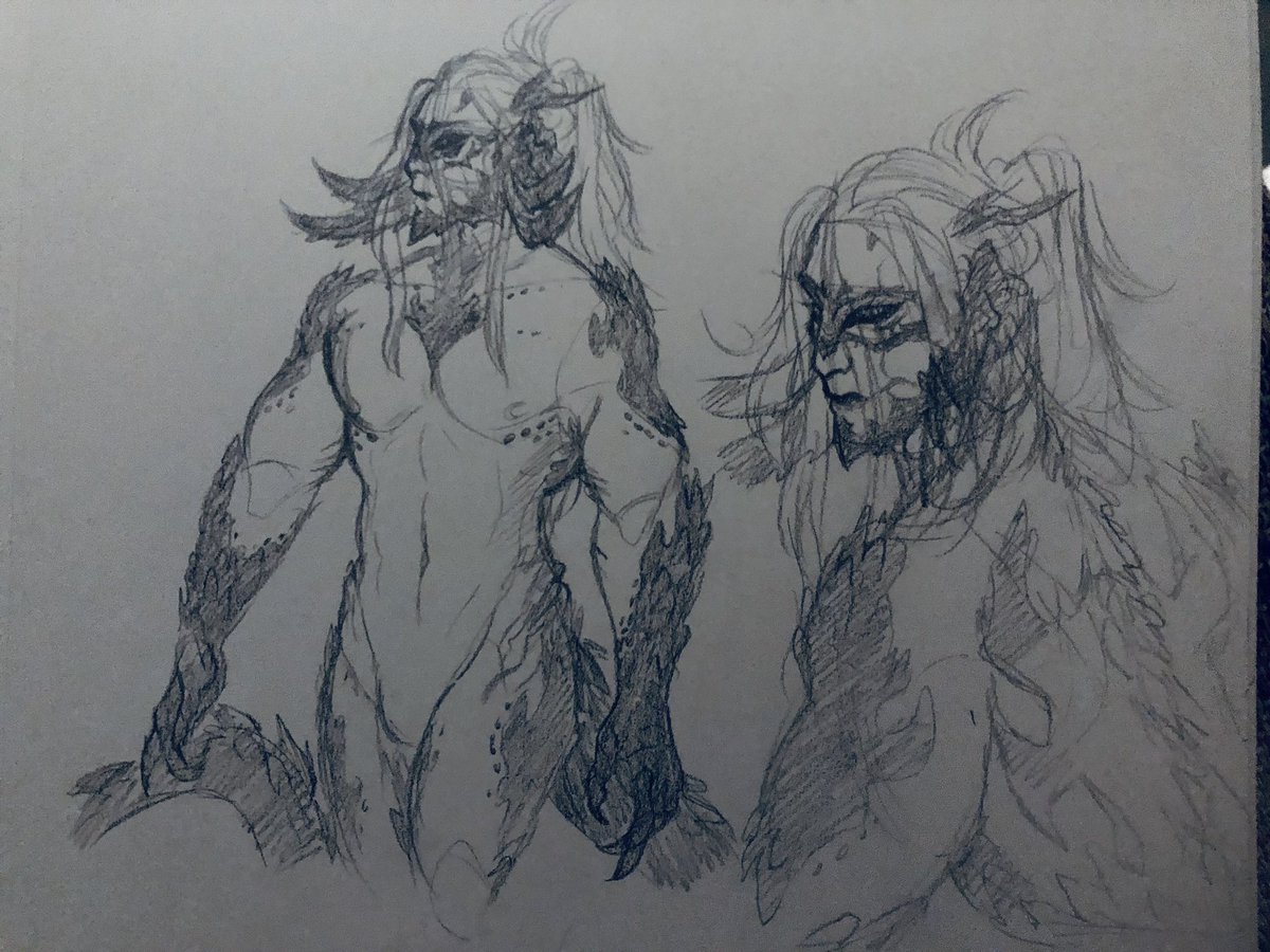 _ollieander's tweet photo. haven’t gotten much of a change to draw lately but I did do this incredibly messy pencil doodle of what I think theo canonly looks like due to Backstory Changes I made for him.... monster dragon boy https://t.co/lBltNwfjPm