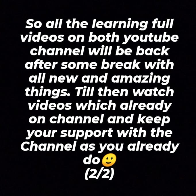 TheDeepThakker's tweet photo. #JustAnUpdate Till the break get over, keep connected with already uploaded videos. Will be back with great Learning full videos...❤️
Link of both youtube channel is in profile bio of @PstvLifeTalks @thedeepthakker 🙂
#DeepTalks #PositiveLifeTalks #Positivity #Motivation https://t.co/jR9fX19MOB